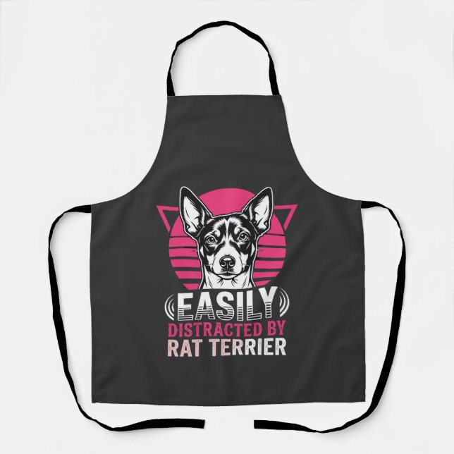 Rat Terrier Easily Distracted Retro Dog Apron (Front)
