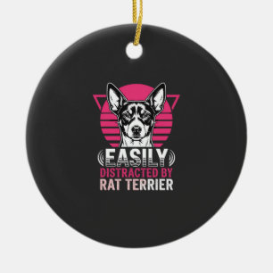 Rat Terrier Easily Distracted Retro Dog Ceramic Tree Decoration