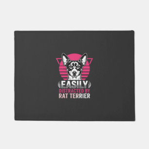 Rat Terrier Easily Distracted Retro Dog Doormat