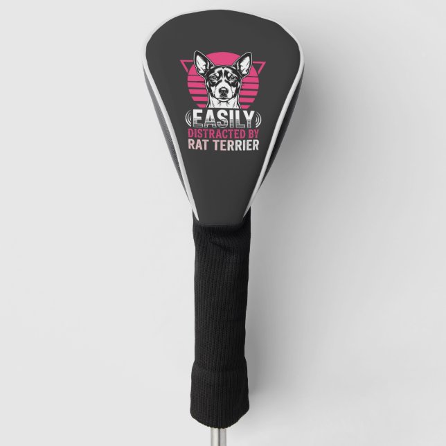 Rat Terrier Easily Distracted Retro Dog Golf Head Cover (Front)