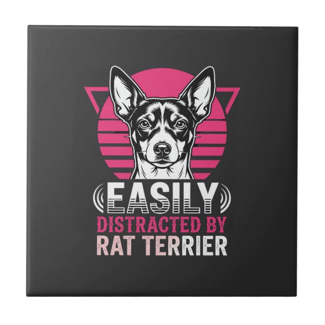 Rat Terrier Easily Distracted Retro Dog Tile (Front)