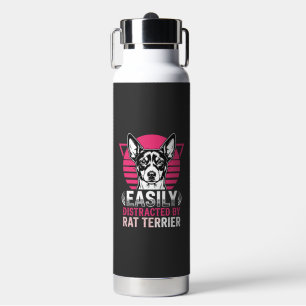 Rat Terrier Easily Distracted Retro Dog Water Bottle