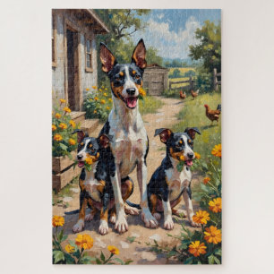 Rat Terrier Farm Garden Art Jigsaw Puzzle