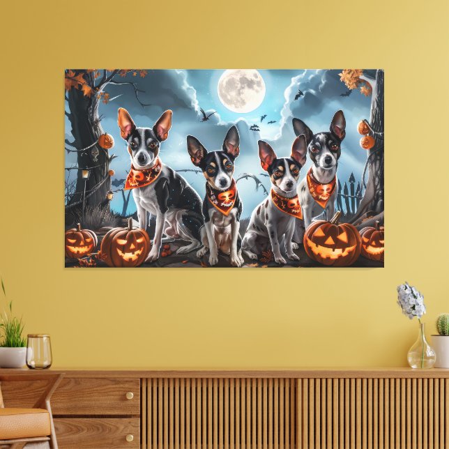 Rat Terrier Halloween Spooky  Canvas Print (Insitu(LivingRoom))