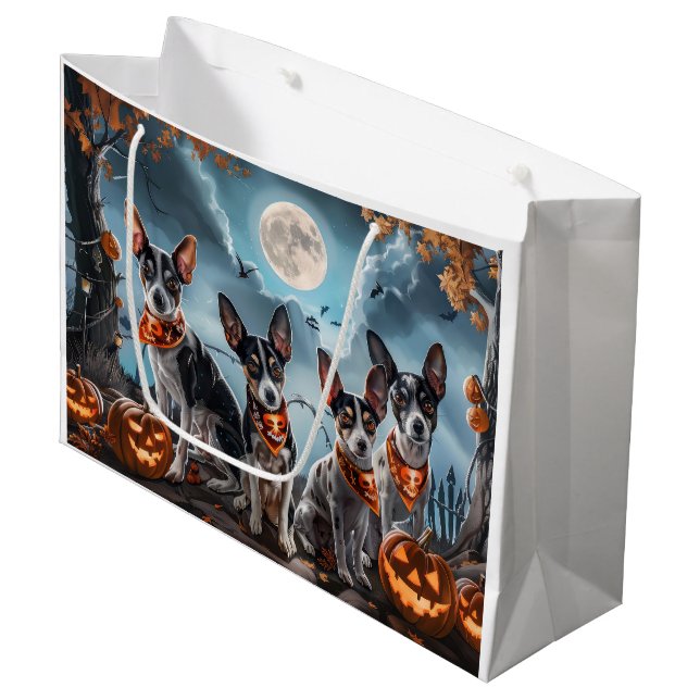 Rat Terrier Halloween Spooky  Large Gift Bag (Front Angled)