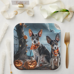 Rat Terrier Halloween Spooky  Paper Plate