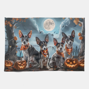 Rat Terrier Halloween Spooky  Tea Towel