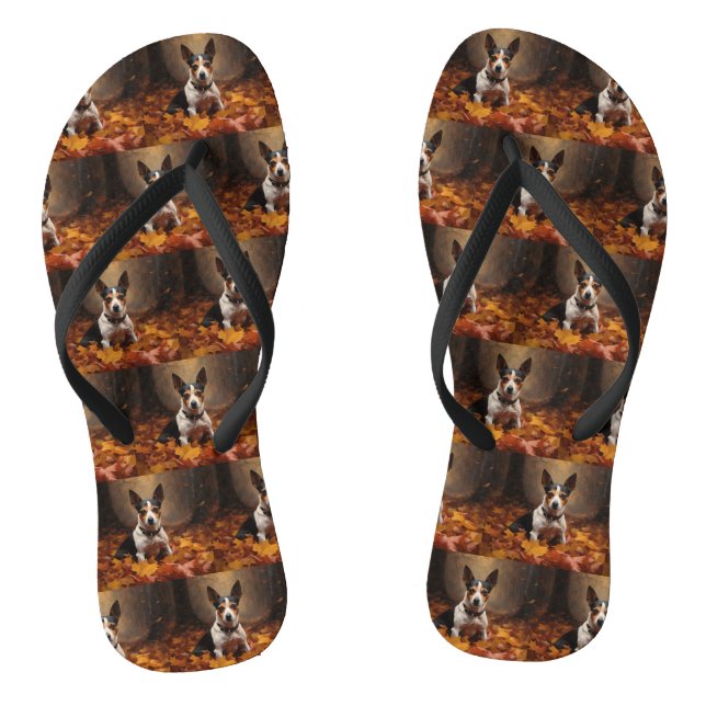 Rat Terrier in Autumn Leaves Fall Inspire  Jandals (Footbed)
