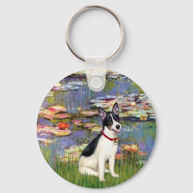 Rat Terrier - Lilies 2 Key Ring (Front)