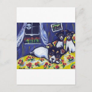 Rat terrier loungers postcard