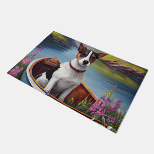 Rat Terrier on a Paddle: A Scenic Adventure Doormat