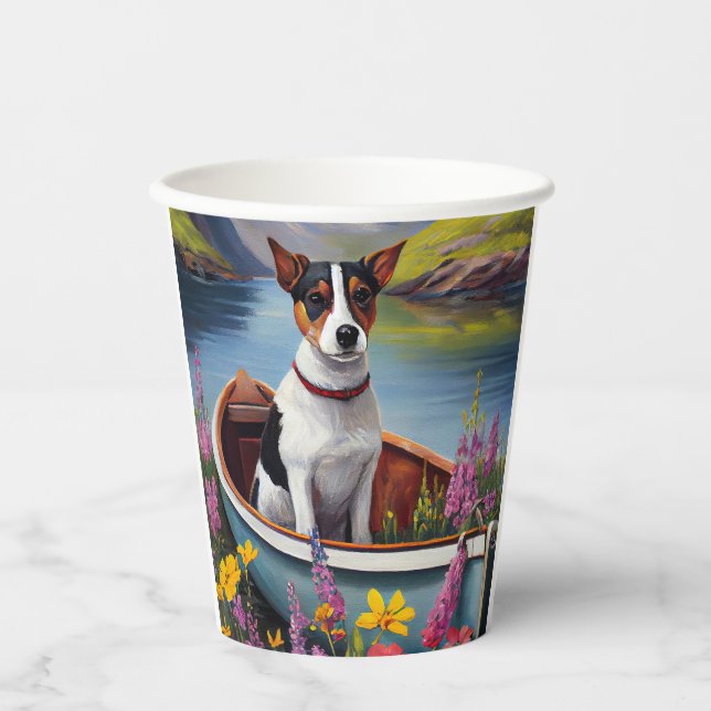 Rat Terrier on a Paddle: A Scenic Adventure Paper Cups (Front)