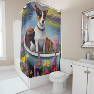 Rat Terrier on a Paddle: A Scenic Adventure Shower Curtain