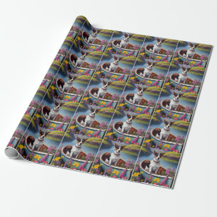 Rat Terrier on a Paddle: A Scenic Adventure Wrapping Paper