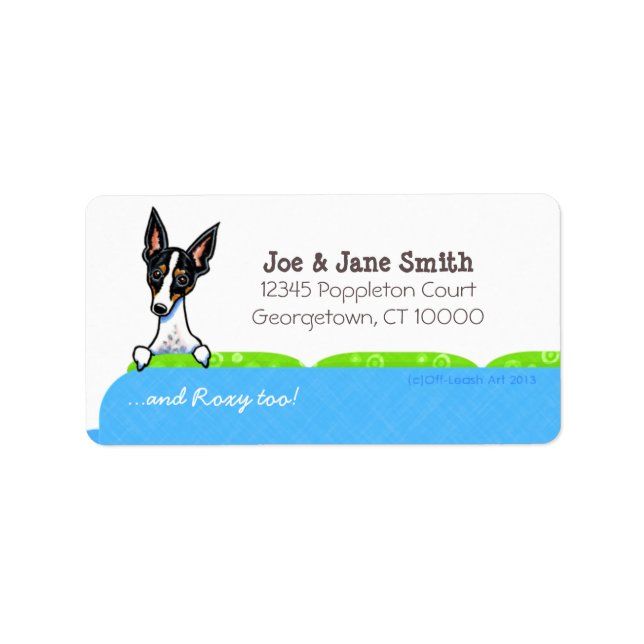 Rat Terrier on Couch Pet Name Personalised Label (Front)
