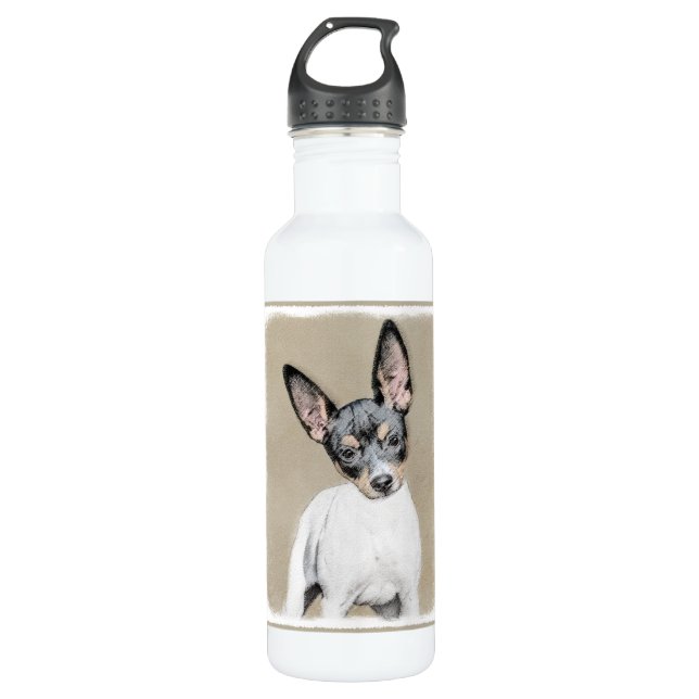 Rat Terrier Painting - Cute Original Dog Art 710 Ml Water Bottle (Front)