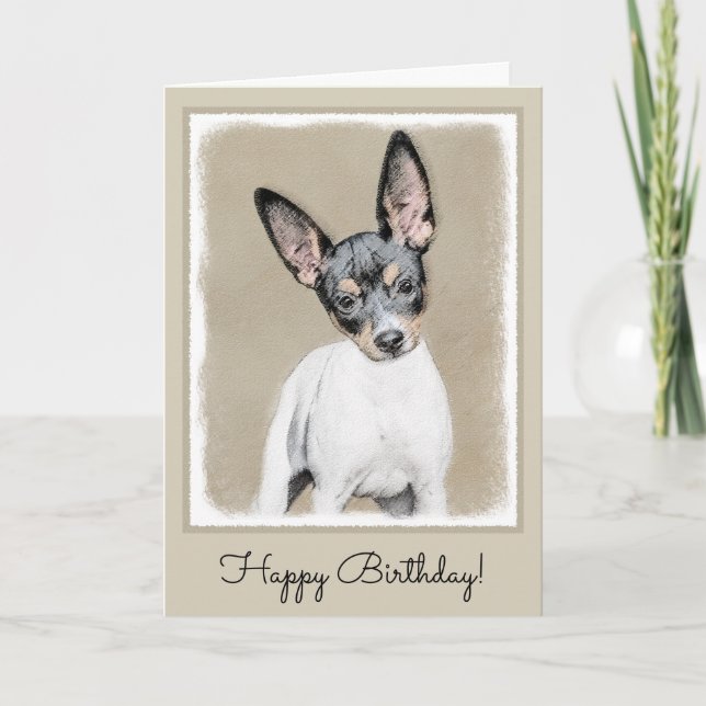 Rat Terrier Painting - Cute Original Dog Art Card (Front)