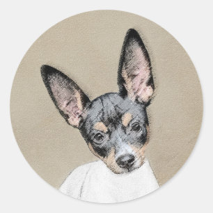 Rat Terrier Painting - Cute Original Dog Art Classic Round Sticker