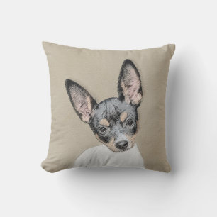Rat Terrier Painting - Cute Original Dog Art Cushion
