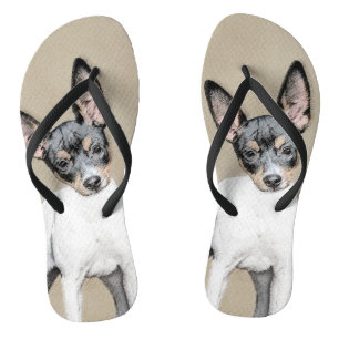 Rat Terrier Painting - Cute Original Dog Art Jandals