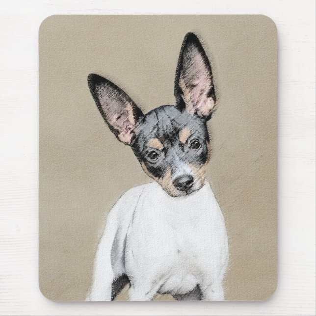 Rat Terrier Painting - Cute Original Dog Art Mouse Pad (Front)