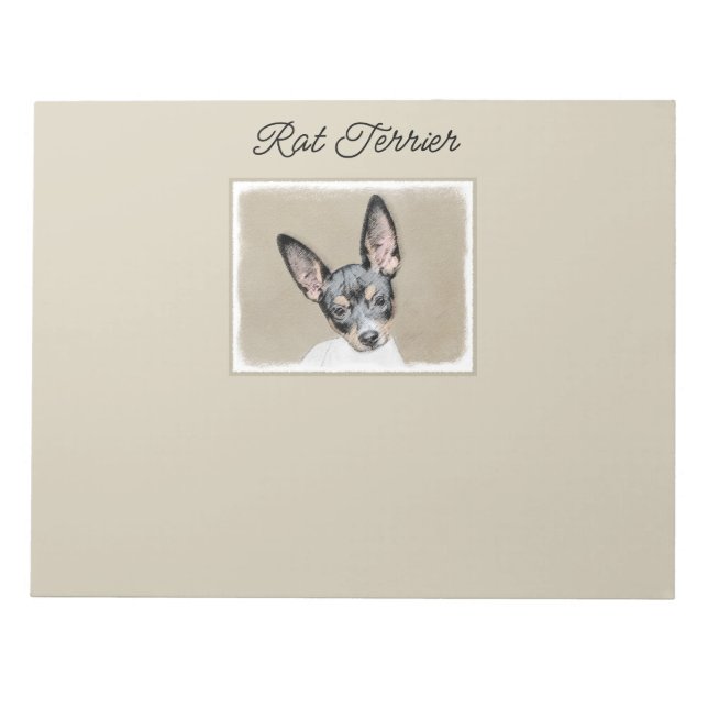 Rat Terrier Painting - Cute Original Dog Art Notep Notepad (Front)