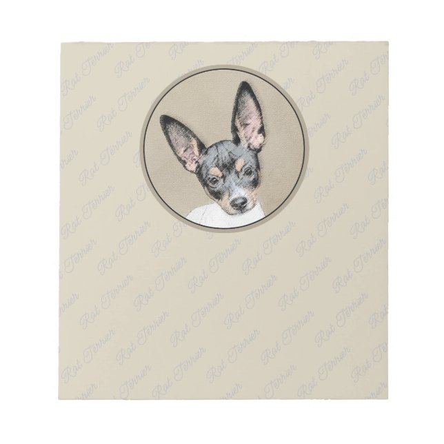 Rat Terrier Painting - Cute Original Dog Art Notepad (Front)