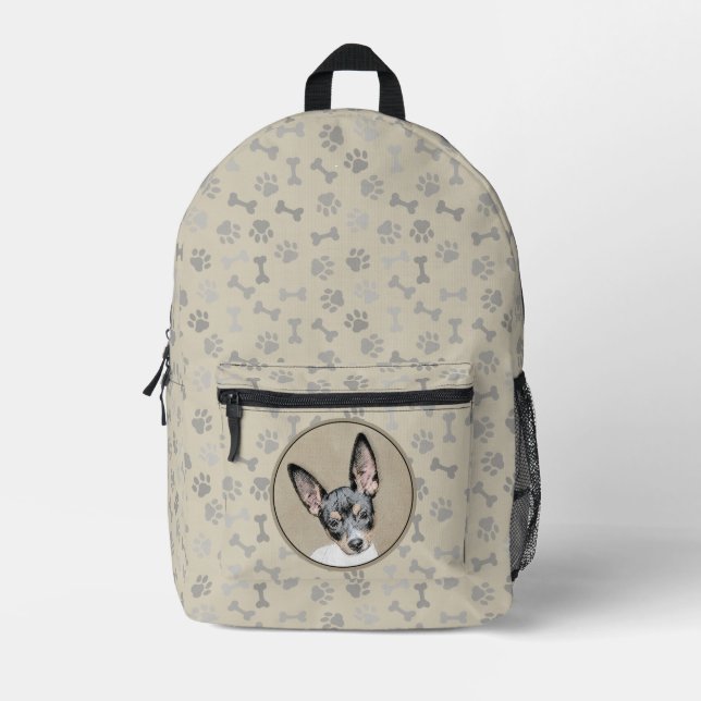 Rat Terrier Painting - Cute Original Dog Art Printed Backpack (Front)