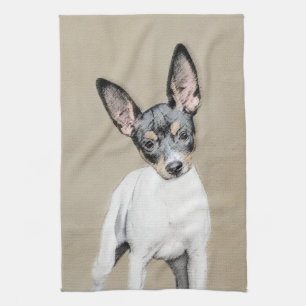 Rat Terrier Painting - Cute Original Dog Art Tea Towel