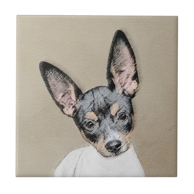 Rat Terrier Painting - Cute Original Dog Art Tile (Front)