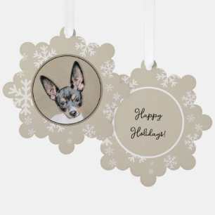 Rat Terrier Painting - Cute Original Dog Art Tree Decoration Card
