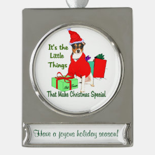 Rat Terrier Personalised Christmas Silver Plated Banner Ornament
