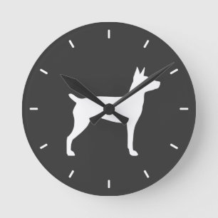 Rat Terrier Silhouette Round Clock