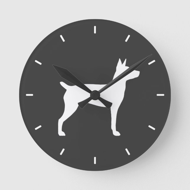 Rat Terrier Silhouette Round Clock (Front)