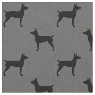 Rat Terrier Silhouettes Pattern Fabric