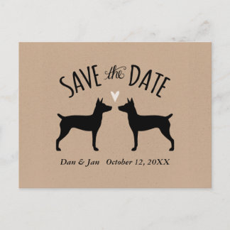 Rat Terrier Silhouettes Wedding Save the Date Announcement Postcard
