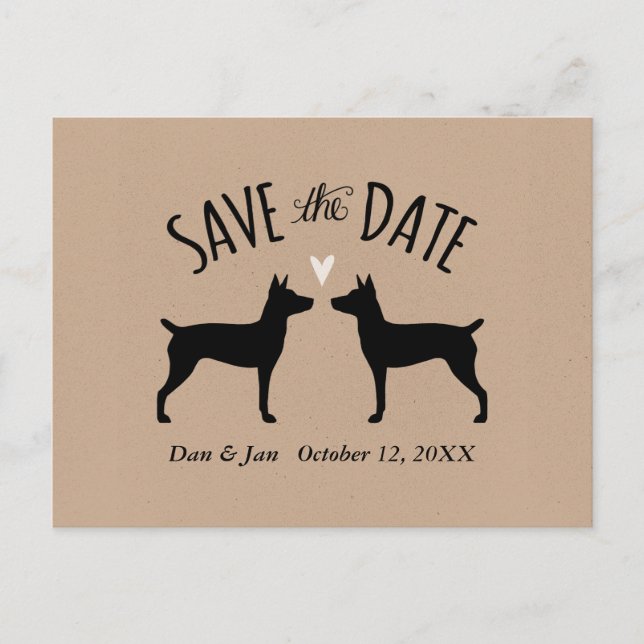Rat Terrier Silhouettes Wedding Save the Date Announcement Postcard (Front)