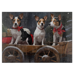 Rat Terrier Snowy Sleigh Christmas Decor Cutting Board