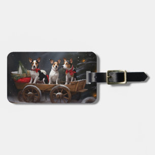 Rat Terrier Snowy Sleigh Christmas Decor Luggage Tag