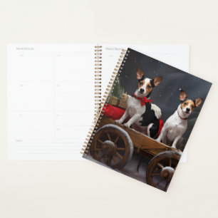 Rat Terrier Snowy Sleigh Christmas Decor Planner