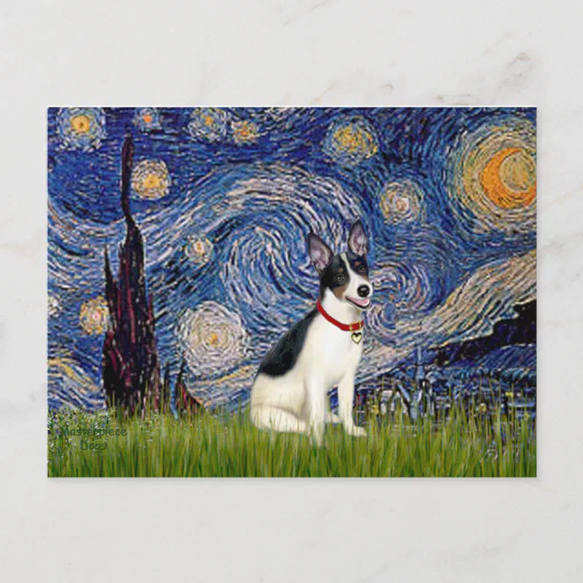 Rat Terrier Starry Night Postcard Zazzle.co.nz