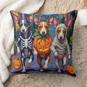 Rat Terrier Trick-or-Treating Halloween Costumes Cushion