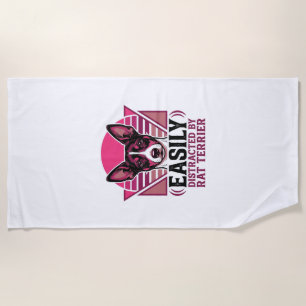 Rat Terrier Vintage Easily Distracted Dog Shirt De Beach Towel