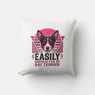 Rat Terrier Vintage Easily Distracted Dog Shirt De Cushion