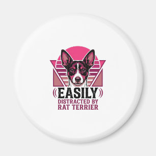 Rat Terrier Vintage Easily Distracted Dog Shirt De Magnet