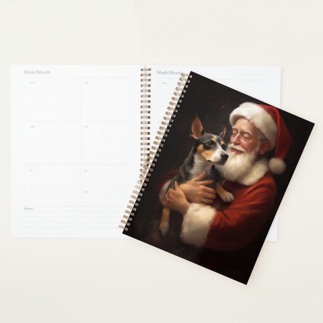 Rat Terrier With Santa Claus Festive Christmas  Planner (Display)