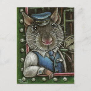 Rat the engine driver postcard