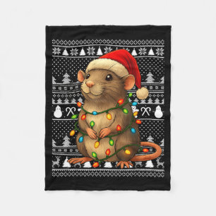 Rat Ugly Christmas Santa Costume Family Xmas Women Fleece Blanket