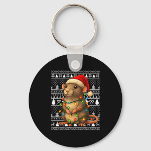 Rat Ugly Christmas Santa Costume Family Xmas Women Key Ring