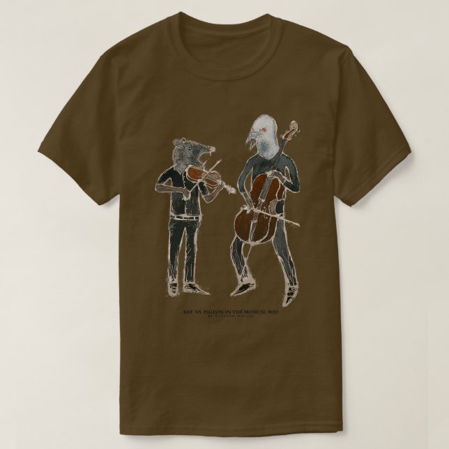 Rat vs Pigeon in the musical way T-Shirt (Design Front)